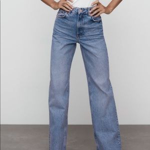 Zara high rise full length blue jeans